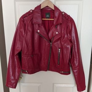 Red faux leather jacket